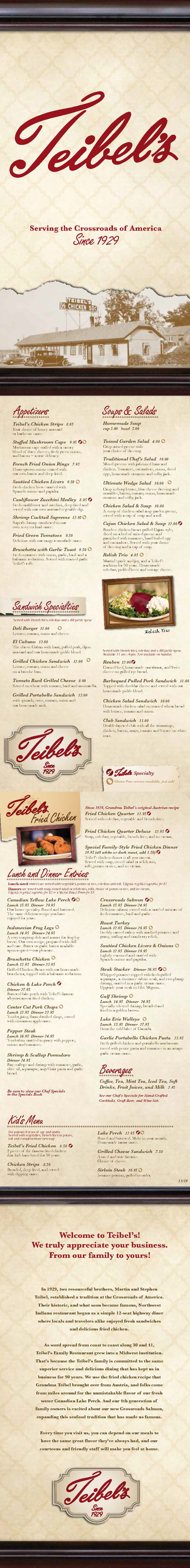 Teibel S Cafe Menu Offers Hundreds Of Nwi Favorites Including Grandma S Famous Fried Chicken